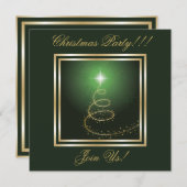 Abstrakter Weihnachtsbaum Party Einladung grün (Vorne/Hinten)