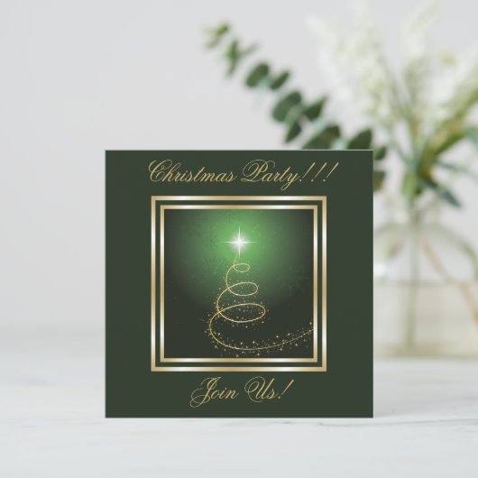 Abstrakter Weihnachtsbaum Party Einladung grün (Stehend Vorderseite)