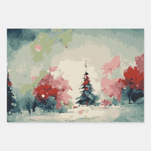 Abstrakter Weihnachtsbaum Set 1 Geschenkpapier Set (Vorderseite 3)