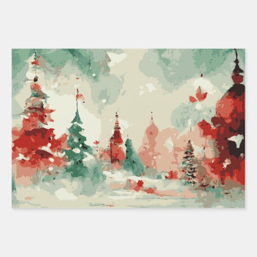 Abstrakter Weihnachtsbaum Set 1 Geschenkpapier Set (Vorderseite)