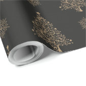 Abstrakter Weihnachtsbaum Snowflake Schwarzer Hint Geschenkpapier (Rolleneckpunkt)
