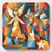 Abstrakter Weihnachtsgel Getränkeuntersetzer (Vorderseite)