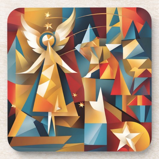 Abstrakter Weihnachtsgel Getränkeuntersetzer (Vorderseite)