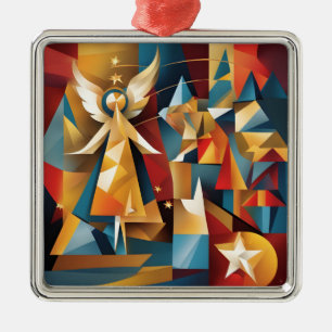 Abstrakter Weihnachtsgel Ornament Aus Metall