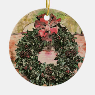 Abstrakter Weihnachtskranz-Schmuck Keramik Ornament