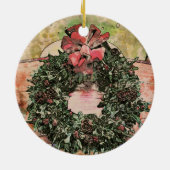 Abstrakter Weihnachtskranz-Schmuck Keramik Ornament (Hinten)