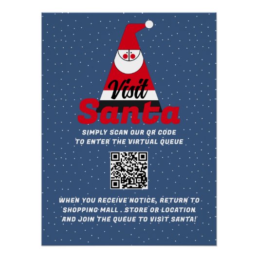 Abstrakter Weihnachtsmann, Besuch Santa, QR Code Q Poster (Vorderseite)