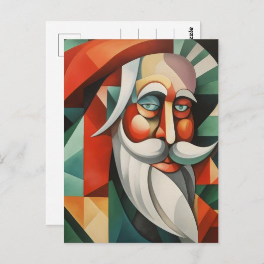 Abstrakter Weihnachtsmann Postkarte (Vorne/Hinten)