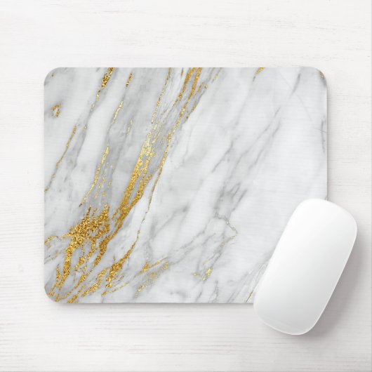 Abstrakter weißer Carrara-Goldmarmor Mousepad (Mit Mouse)
