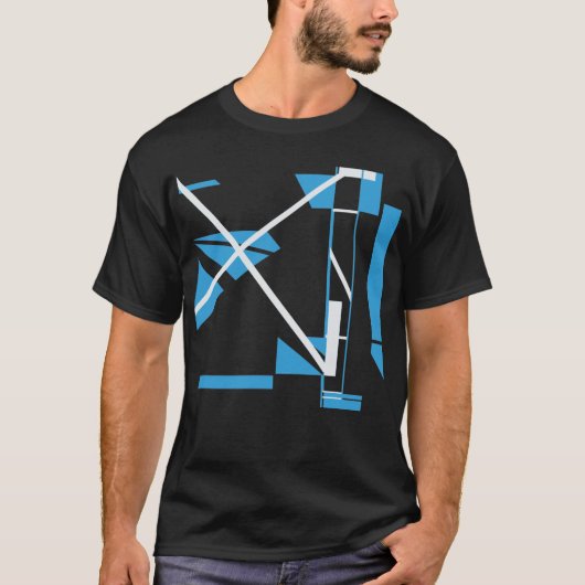 Abstrakter, weißer Diagonal X, geometrischer MCM-L T-Shirt (Vorderseite)