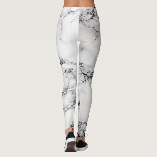 Abstrakter weißer Marmor Leggings (Rückseite)
