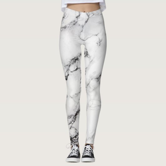 Abstrakter weißer Marmor Leggings (Vorderseite)