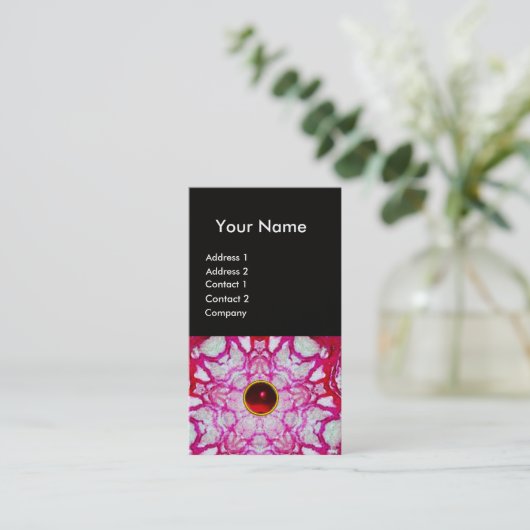 ABSTRAKTER WEISSER ROTER STAR, RUBY GEMSTONE MONOG VISITENKARTE (Stehend Vorderseite)