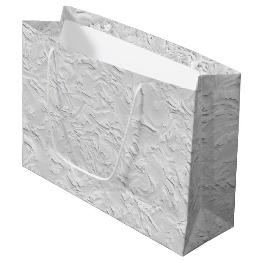 Abstrakter, weißer Stein, einfarbig Große Geschenktüte (Vorderseite Schrägansicht)