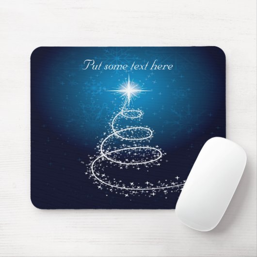 Abstrakter weißer Weihnachtsbaum auf glühendem Bla Mousepad (Mit Mouse)