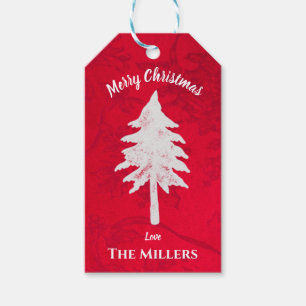 Abstrakter, weißer Weihnachtsbaum Frohe Weihnachte Geschenkanhänger