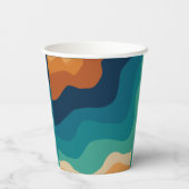 Abstrakter Wellengang 70er Pappbecher (Rückseite)