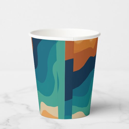 Abstrakter Wellengang 70er Pappbecher (Rechts)