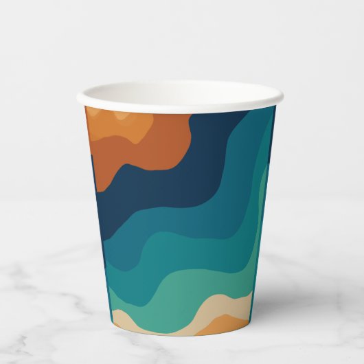 Abstrakter Wellengang 70er Pappbecher (Vorderseite)