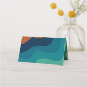 Abstrakter Wellengang 70er Platzkarte (Rückseite)