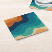 Abstrakter Wellengang 70er Rechteckiger Pappuntersetzer (angewinkelt)