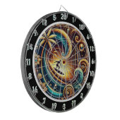 Abstrakter Wellenreiter mit Sonnenuntergang Dartscheibe (Vorderseite Links)