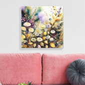 Abstrakter Whimsischer Aquarellgarten Leinwanddruck (Insitu (Wohnzimmer))