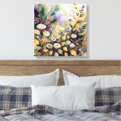 Abstrakter Whimsischer Aquarellgarten Leinwanddruck (Insitu (Schlafzimmer))