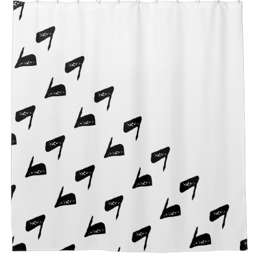 Abstrakter Whimsy Whale Schwarz und Weiß Duschvorhang (Vorderseite)