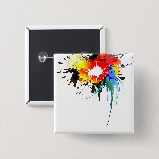 Abstrakter Wild Parrot Paint-Spritzer Button (Vorne & Hinten)