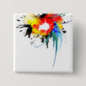 Abstrakter Wild Parrot Paint-Spritzer Button (Vorderseite)