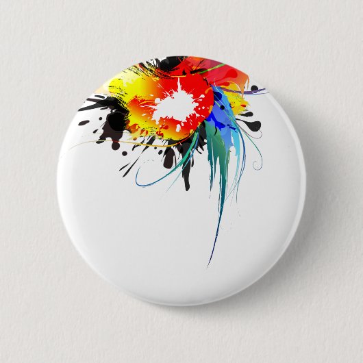 Abstrakter Wild Parrot Paint-Spritzer Button (Vorderseite)