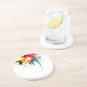 Abstrakter Wild Parrot Paint-Spritzer Getränkeuntersetzer (Seite)