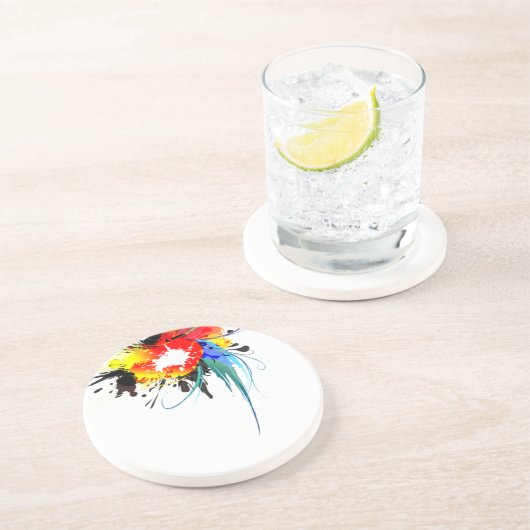 Abstrakter Wild Parrot Paint-Spritzer Getränkeuntersetzer (Seite)