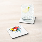 Abstrakter Wild Parrot Paint-Spritzer Getränkeuntersetzer (Rechte Seite)