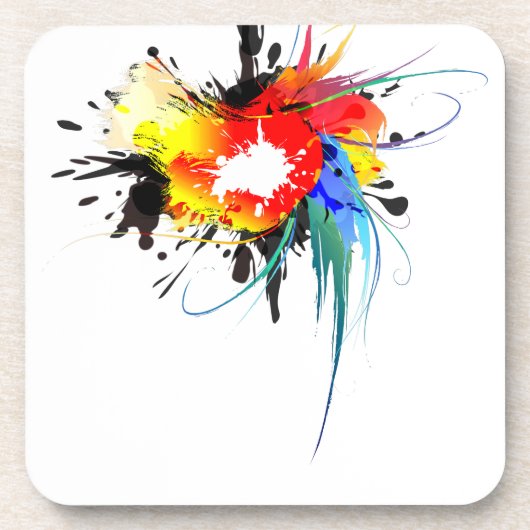 Abstrakter Wild Parrot Paint-Spritzer Getränkeuntersetzer (Vorderseite)