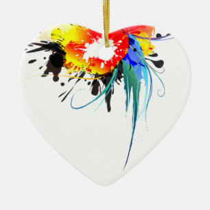Abstrakter Wild Parrot Paint-Spritzer Keramik Ornament