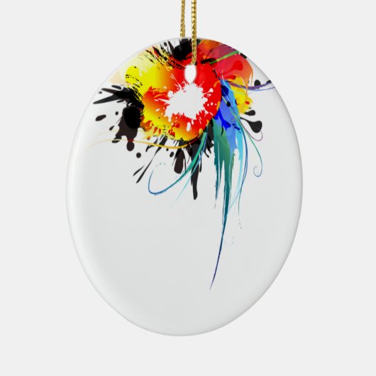 Abstrakter Wild Parrot Paint-Spritzer Keramik Ornament (Rechts)