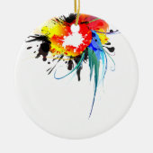 Abstrakter Wild Parrot Paint-Spritzer Keramik Ornament (Vorne)