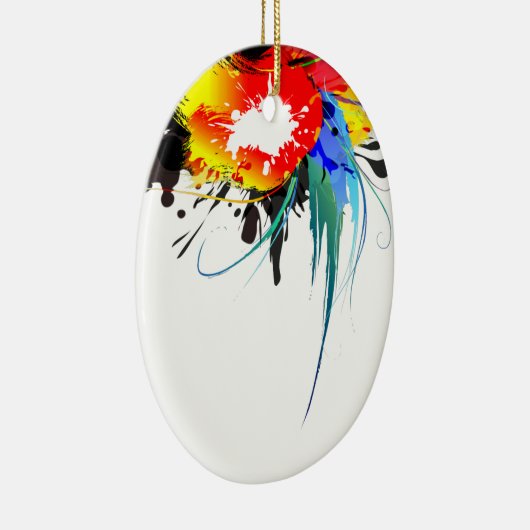 Abstrakter Wild Parrot Paint-Spritzer Keramikornament (Rechts)