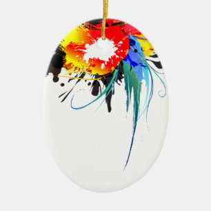 Abstrakter Wild Parrot Paint-Spritzer Keramikornament