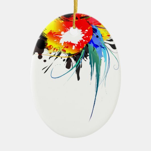 Abstrakter Wild Parrot Paint-Spritzer Keramikornament (Vorne)