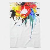 Abstrakter Wild Parrot Paint-Spritzer Küchentuch (Vertikal)