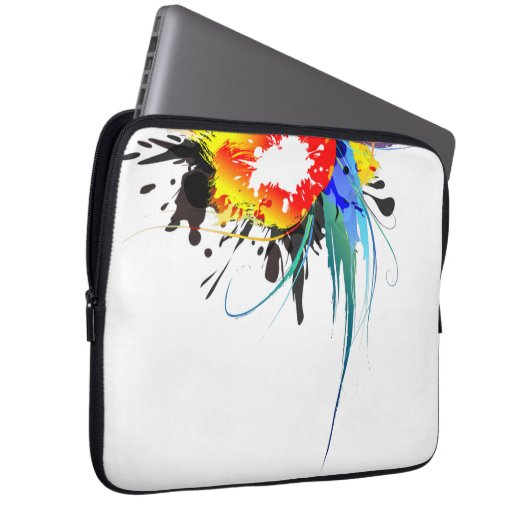 Abstrakter Wild Parrot Paint-Spritzer Laptopschutzhülle (Vorne Rechts)