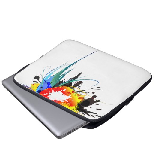 Abstrakter Wild Parrot Paint-Spritzer Laptopschutzhülle (Vorne Knopf)