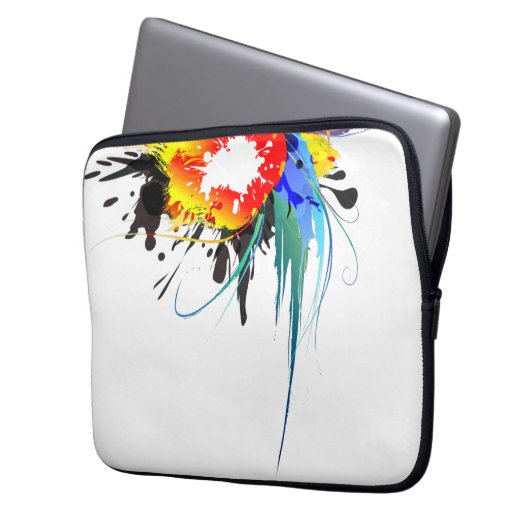 Abstrakter Wild Parrot Paint-Spritzer Laptopschutzhülle (Vorderseite Links)