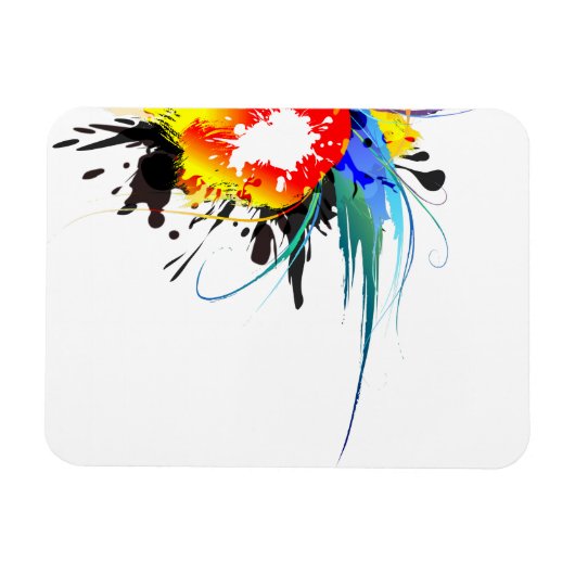 Abstrakter Wild Parrot Paint-Spritzer Magnet (Horizontal)