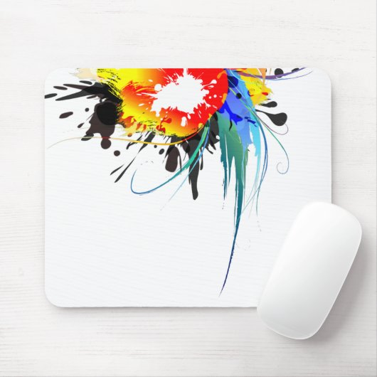 Abstrakter Wild Parrot Paint-Spritzer Mousepad (Mit Mouse)