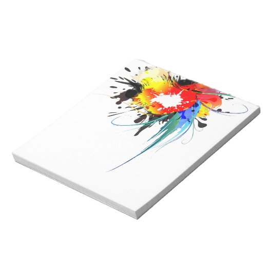 Abstrakter Wild Parrot Paint-Spritzer Notizblock (Rotiert)