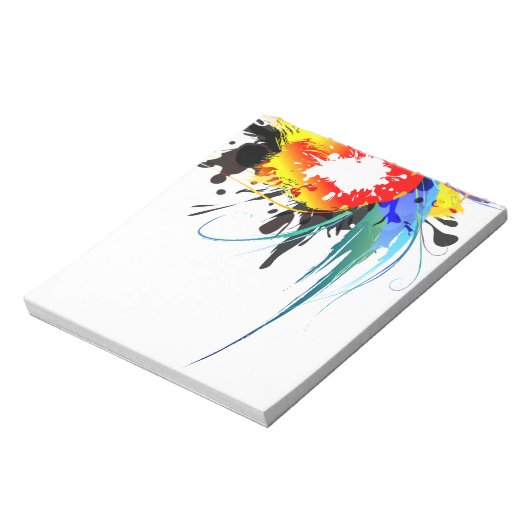 Abstrakter Wild Parrot Paint-Spritzer Notizblock (Rotiert)